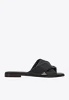 Ferragamo Alrai Origami Knot Slides In Nappa Leather In Black