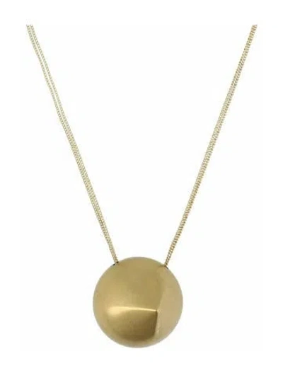 Pre-owned Ferragamo Aluminum & Brass Pendant Necklace, 11.5" In Gold