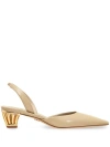 Ferragamo Alyssa Leather Cage-heel Slingback Pumps In Neutrals