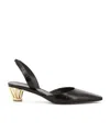 Ferragamo Sculptural Pointed Toe Sandals With Open Back In Black