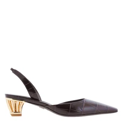 Ferragamo Alyssa Runway Cage Heel Pumps In Brown