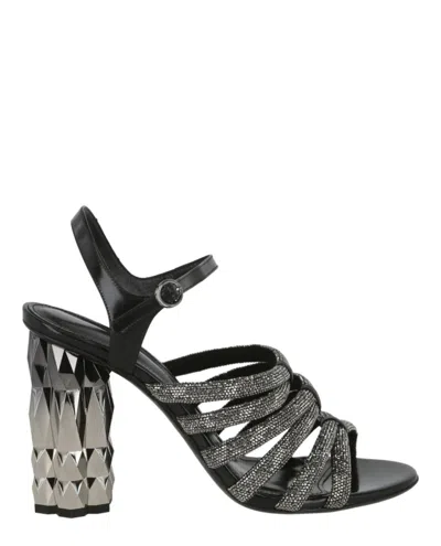 Ferragamo Amalia Embellished Strappy Sandals In Black