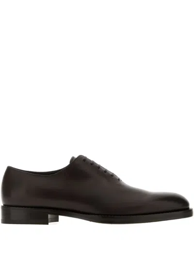 FERRAGAMO AMBER LEATHER OXFORD SHOES
