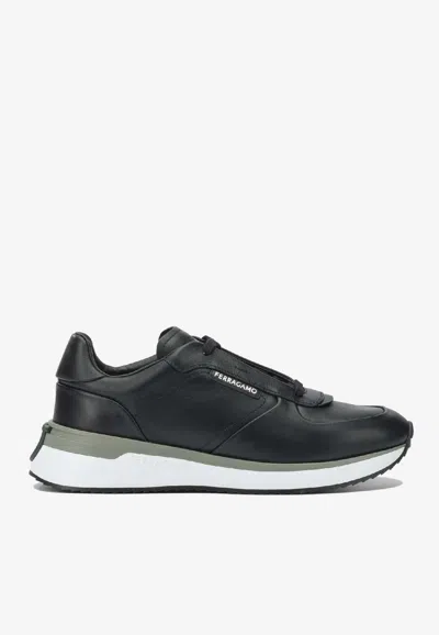 Ferragamo America 1 Leather Sneakers In Black