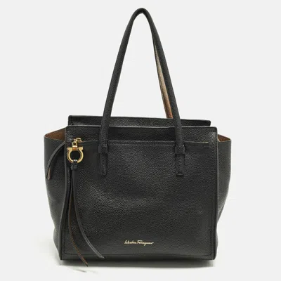 Ferragamo Amy Black Leather Tote