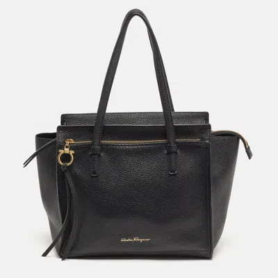 Pre-owned Ferragamo Amy Medium Black Leather Tote