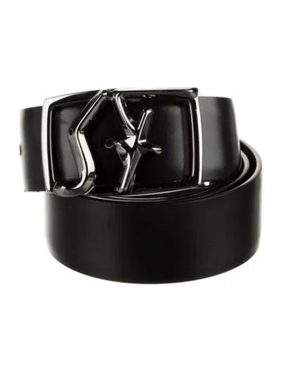 Pre-owned Ferragamo Anagramme 30mm Leather Belt In Black