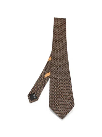 Pre-owned Ferragamo Anchor-pattern Tie In Black