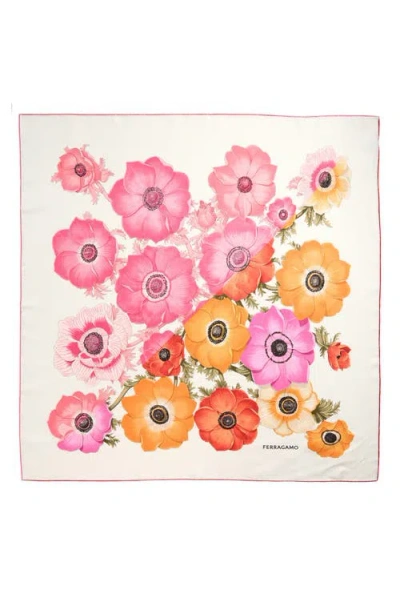 Ferragamo Anemone Floral Silk Square Scarf In Multi