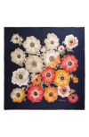 Ferragamo Anemone Flower Silk Scarf In Marine/ Ivory/ Rose