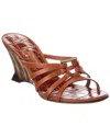 Ferragamo Anemone Strappy Leather Wedge Sandals In Brown