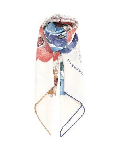 Ferragamo Anemone Print Silk Scarf Scarves And Foulards Multicolor