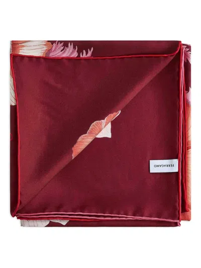 Ferragamo Anemone-print Square Scarf In Burgundy