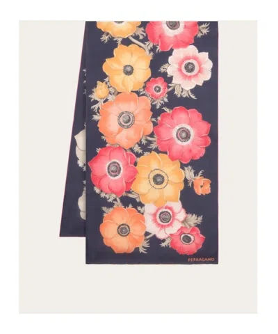 FERRAGAMO ANEMONE PRINTED SILK SCARF