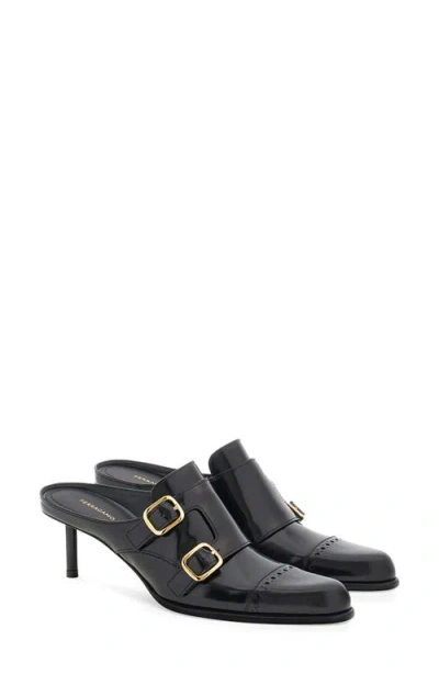 Ferragamo Anette Buckle Mule In Nero Nero Nero