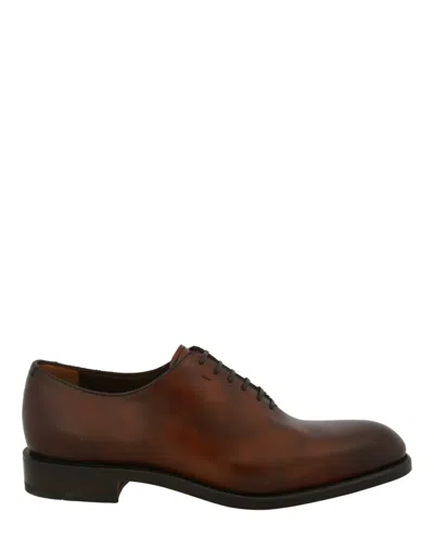Ferragamo Angiolo Leather Dress Shoes In Brown