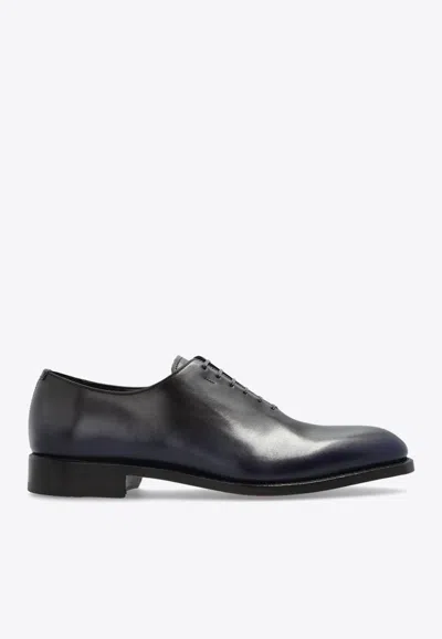 Ferragamo Angiolo Leather Oxford Shoes In Blue