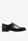 Ferragamo Black Calf Leather Derby Shoes In Black
