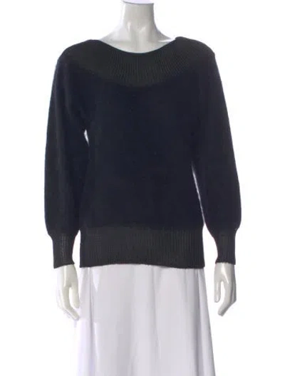 Pre-owned Ferragamo Angora Bateau Neckline Sweater In Blue