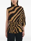 Ferragamo Animal-print Asymmetric Top In Brown