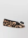 Ferragamo Leopard Print Leather Ballet Flats In Black