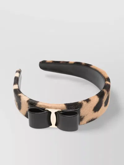 Ferragamo Animal Print Bow Hair Accessories In Brown