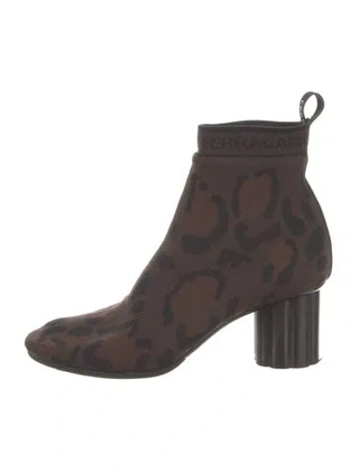 Pre-owned Ferragamo Animal Print Chelsea Boots In Brown