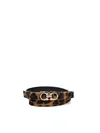 Ferragamo Animal Print Gancini Belt In Brown