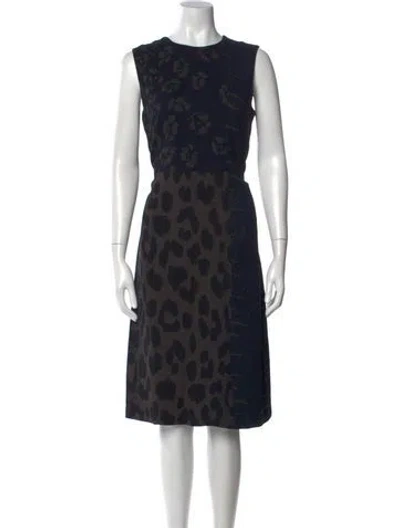 Pre-owned Ferragamo Animal Print Knee-length Dress In Blue
