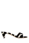 Ferragamo Sandals Open Toe Textured Finish Zebra Pattern In Black