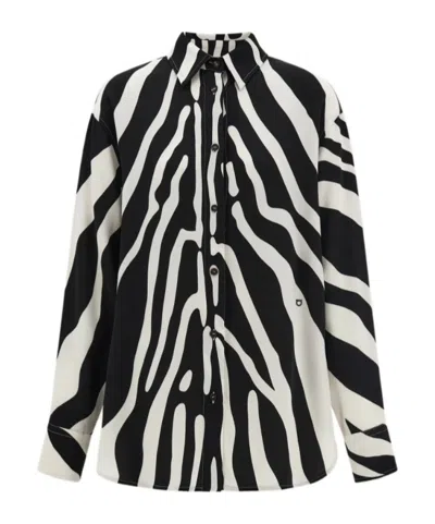 FERRAGAMO FERRAGAMO DROP SHOULDER ZEBRA PRINTED SHIRT