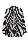 Ferragamo Animal Print Silk Button-up Shirt In Black