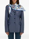 Ferragamo Animal-print Silk Scarf In Blue