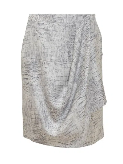 Ferragamo Animal Print Silk Skirt In Multi