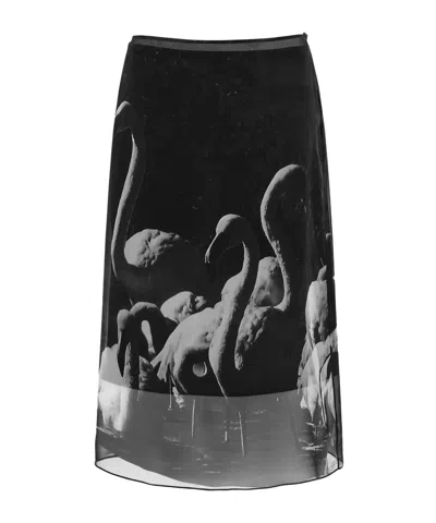 Ferragamo Animal Print Skirt In Black