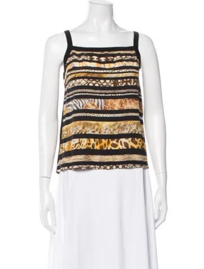 Pre-owned Ferragamo Animal Print Square Neckline Top In White