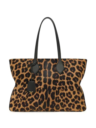 Ferragamo Animal Print Tote Bag In 褐色