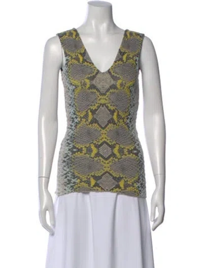 Pre-owned Ferragamo Animal Print V-neck Top In Multi
