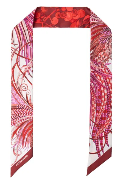 Ferragamo Fuchsia Red Printed Bandana Scarf