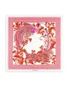 Ferragamo Animal Print Silk Scarf In Avorio/red