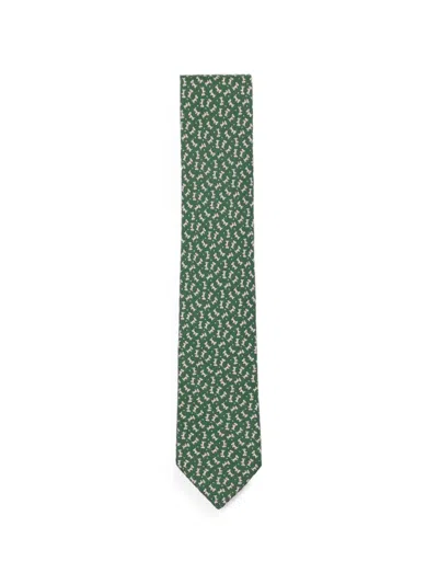 Ferragamo Animali Tie In Green