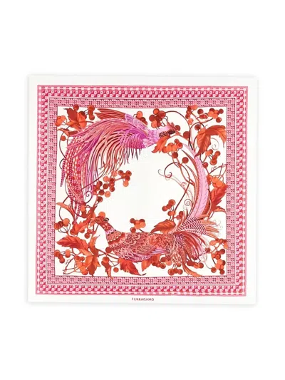 Ferragamo Animal-print Silk Scarf In Brown