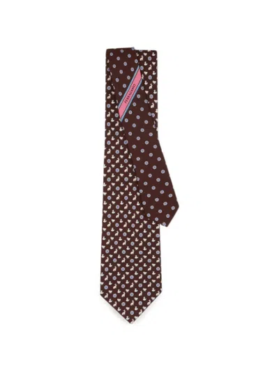 Ferragamo Animal-print Tie In Blue