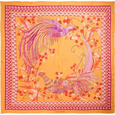 Ferragamo Animals Print Silk Square Scarf In Neutral
