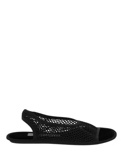 Ferragamo Anio Mesh Slingback Sandals In Black