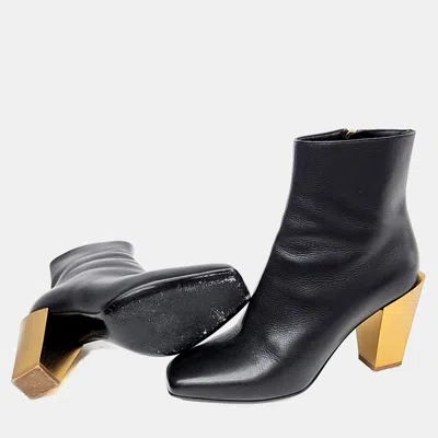 Pre-owned Ferragamo Ankle Black Leather Boots Eu 38
