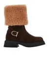 Ferragamo Ankle Boot With Chunky Shearling Detail In Brown