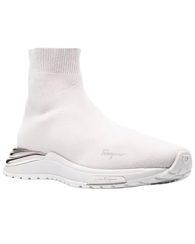 Ferragamo Ankle Leather Sneaker In Neutral