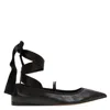 Ferragamo Sofia Wraparound Leather Ballet Flats In Black