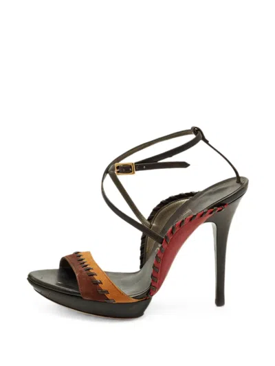 Pre-owned Ferragamo Ankle Strap Platform Sandals In Black